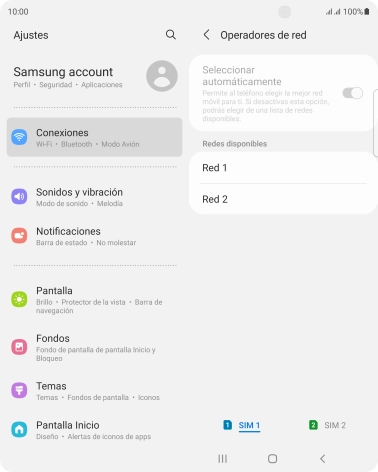 Pulsa la red deseada.