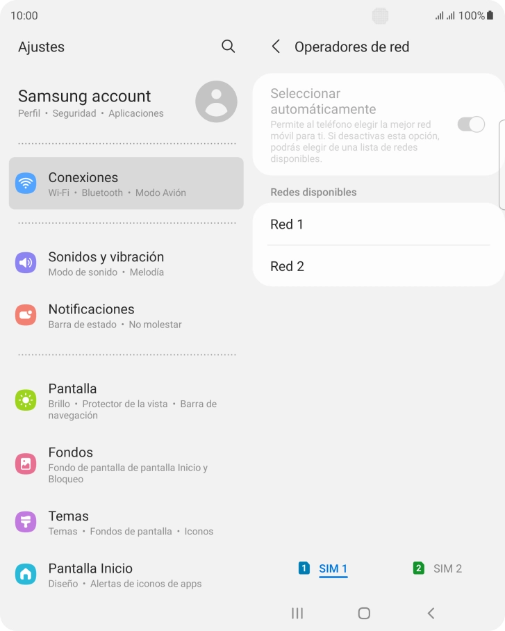 Pulsa la red deseada.