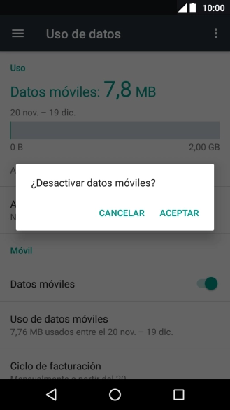 Si desactivas la función, pulsa ACEPTAR.