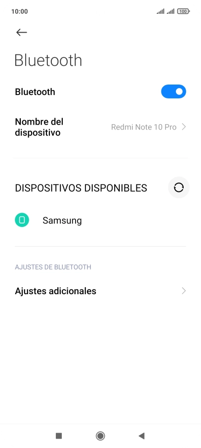 Pulsa el dispositivo Bluetooth deseado y sigue las indicaciones de la pantalla para vincular el dispositivo al teléfono.