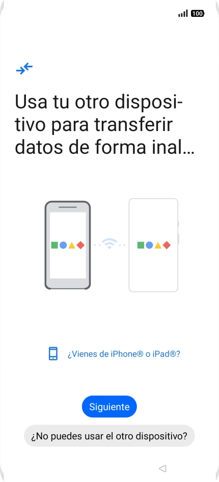 Sigue las indicaciones de la pantalla para transferir contenido desde otro teléfono.