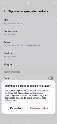 Pulsa Eliminar datos.