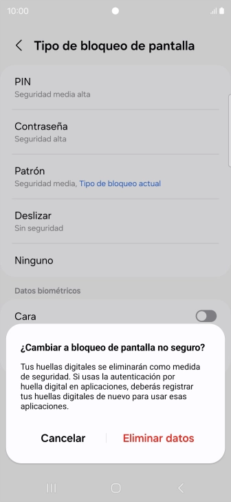 Pulsa Eliminar datos.