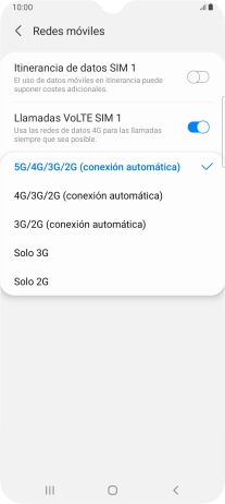 Pulsa el tipo de red deseado.
