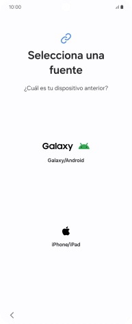 Pulsa el ajuste deseado y sigue las instrucciones de la pantalla para transferir el contenido del otro teléfono.