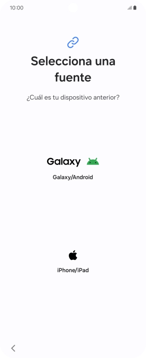 Pulsa el ajuste deseado y sigue las instrucciones de la pantalla para transferir el contenido del otro teléfono.