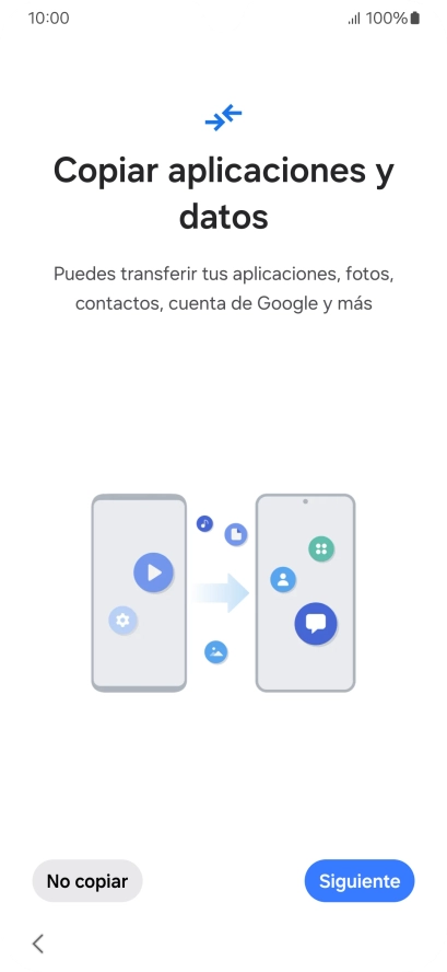 Pulsa No copiar y sigue las indicaciones de la pantalla para finalizar la activación del teléfono.