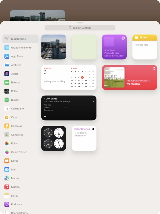 Pulsa el widget deseado.