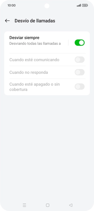 Pulsa el indicador  junto al tipo de desvío deseado.