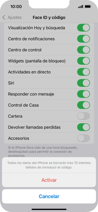 Si activas la función, pulsa Activar.