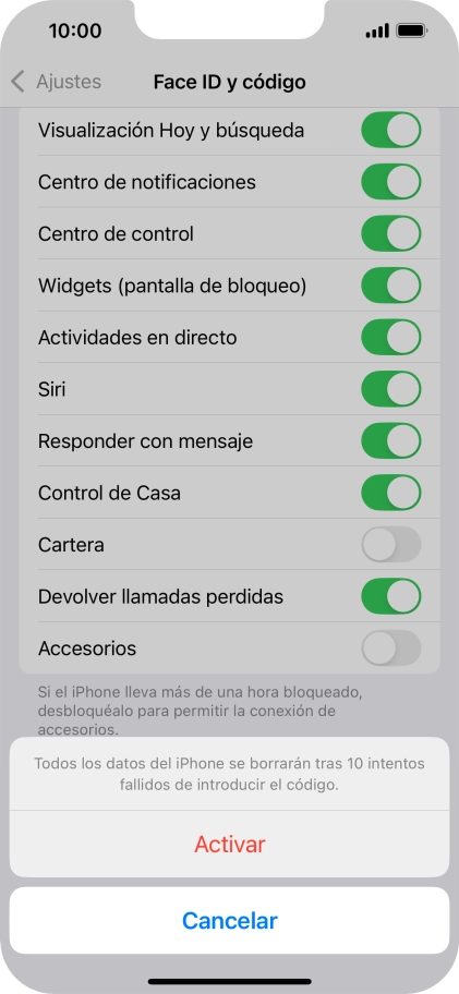 Si activas la función, pulsa Activar.