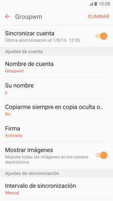 Pulsa Su nombre e introduce el nombre del remitente.