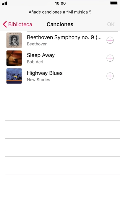 Desplázate a la categoría deseada y pulsa el archivo de música deseado.