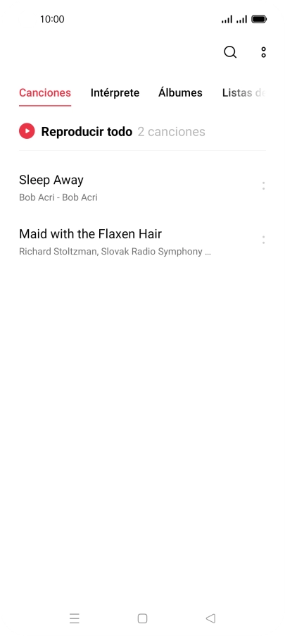 Pulsa una categoría y desplázate al archivo de música deseado.
