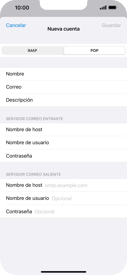 Pulsa Nombre de host e introduce smtp.vodafone.es.