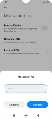 Introduce el código PIN2 y pulsa Aceptar.