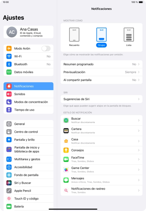Pulsa Resumen programado.