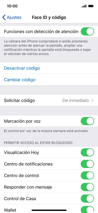 Pulsa Desactivar código e introduce el código de seguridad.