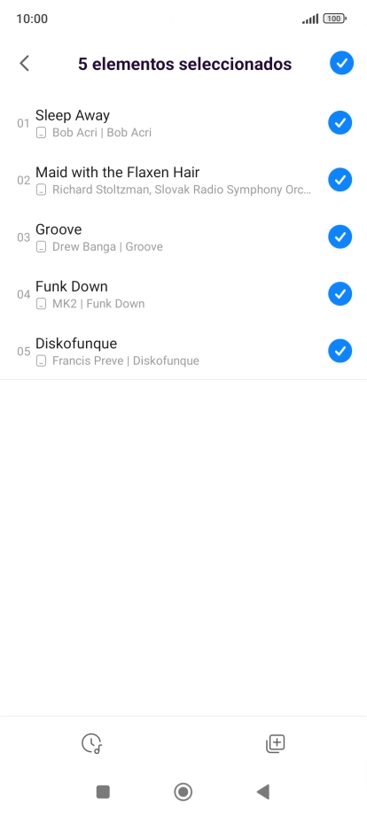 Pulsa los archivos de música deseados para seleccionarlos.