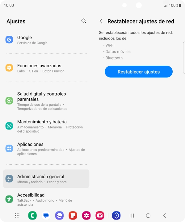 Pulsa Restablecer ajustes.