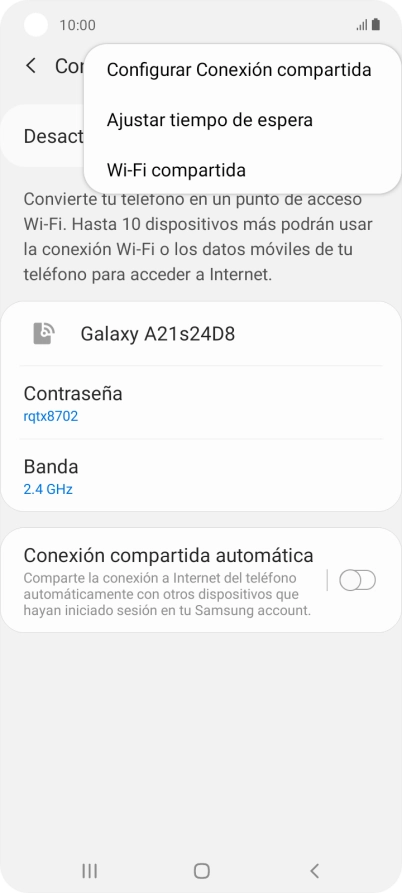 Pulsa Configurar Conexión compartida.