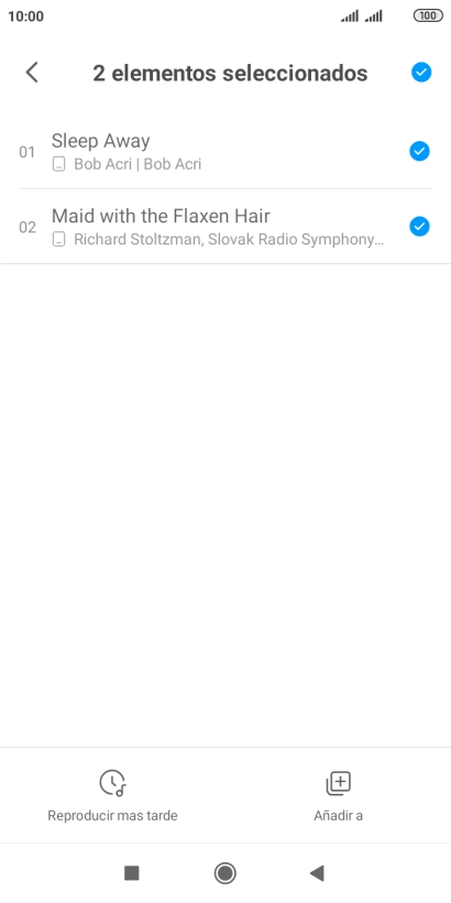 Pulsa los archivos de música deseados para añadirlos.