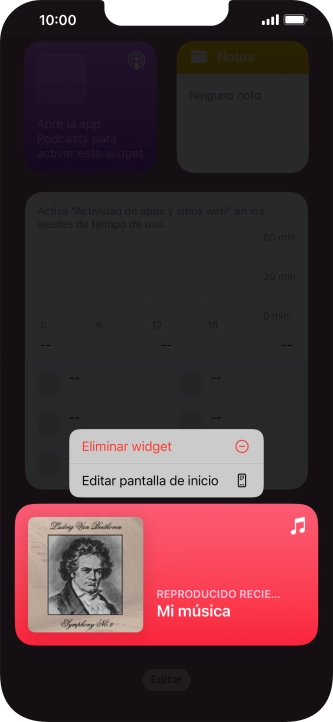 Pulsa Eliminar widget.