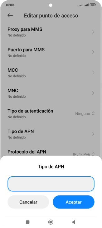 Introduce default y pulsa Aceptar.