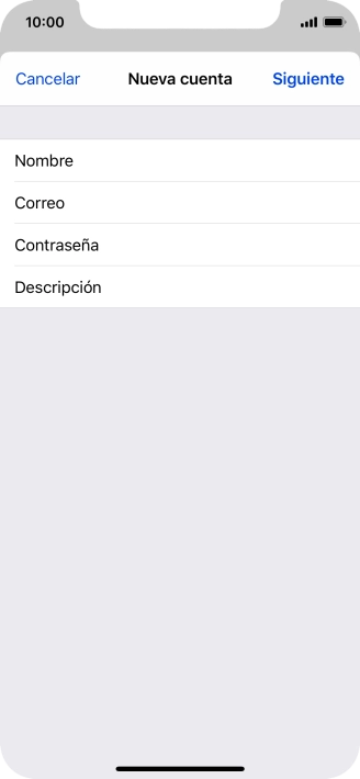 Pulsa Descripción e introduce el nombre de la cuenta de correo electrónico.