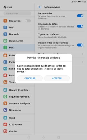 Si el roaming de datos está activado, pulsa ACEPTAR.