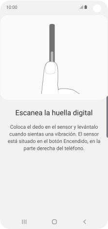 Sigue las indicaciones de la pantalla para crear una huella digital como código de seguridad.