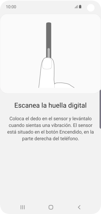 Sigue las indicaciones de la pantalla para crear una huella digital como código de seguridad.