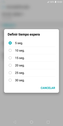 Si desvías las llamadas perdidas, tendrás que seleccionar un retardo para el desvío: Pulsa la opción deseada para seleccionar el retardo del desvío de llamadas.