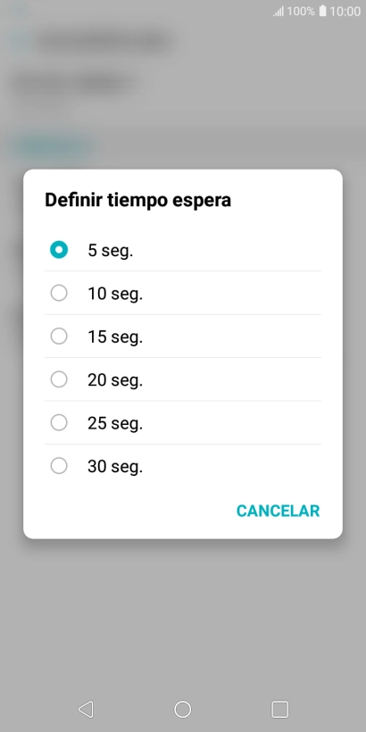 Si desvías las llamadas perdidas, tendrás que seleccionar un retardo para el desvío: Pulsa la opción deseada para seleccionar el retardo del desvío de llamadas.
