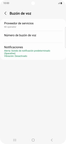 Pulsa Número de buzón de voz.