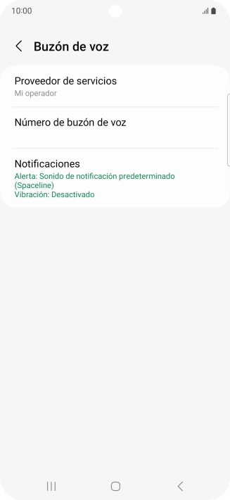 Pulsa Número de buzón de voz.