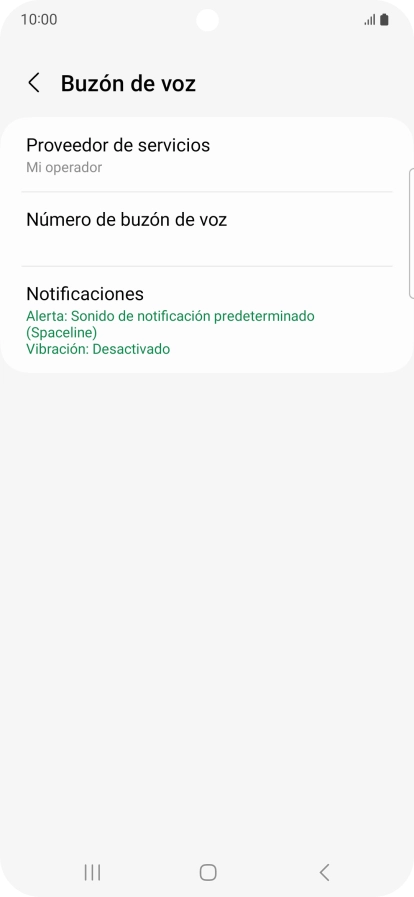 Pulsa Número de buzón de voz.