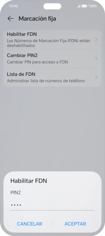 Introduce el código PIN2 y pulsa ACEPTAR.