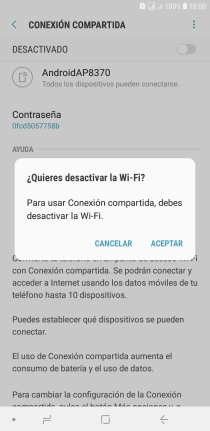 Si la función de wifi está activada, pulsa ACEPTAR.