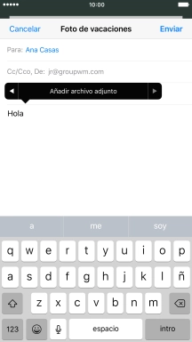 Pulsa Añadir archivo adjunto y sigue las indicaciones de la pantalla para adjuntar un documento.