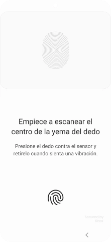 Sigue las indicaciones de la pantalla para crear una huella digital como código de seguridad.