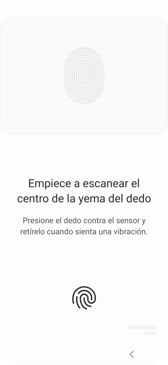 Sigue las indicaciones de la pantalla para crear una huella digital como código de seguridad.
