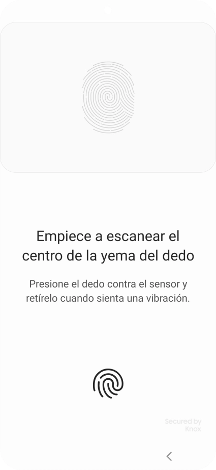 Sigue las indicaciones de la pantalla para crear una huella digital como código de seguridad.