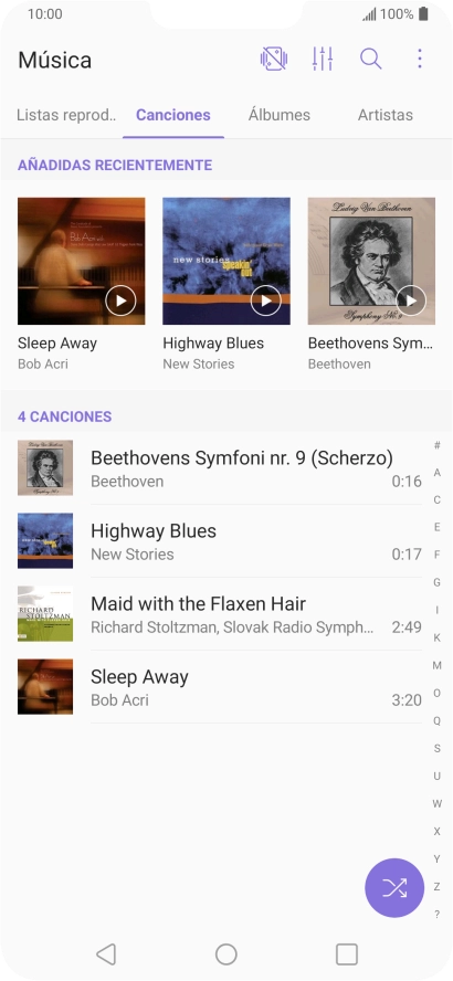 Pulsa el archivo de música deseado.
