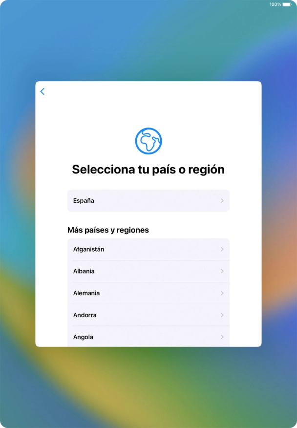 Pulsa el país o el área deseados.