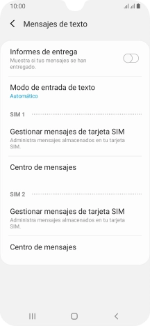 Pulsa Centro de mensajes bajo la tarjeta SIM deseada.