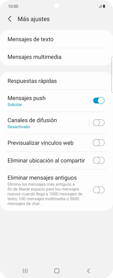 Pulsa Mensajes de texto.