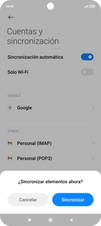 Si activas la función, pulsa Sincronizar.