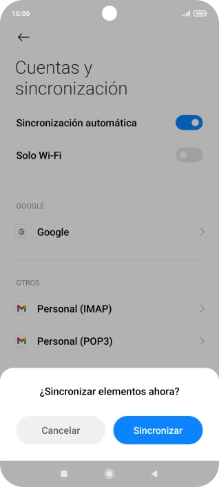 Si activas la función, pulsa Sincronizar.