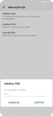Introduce el código PIN2 y pulsa ACEPTAR.